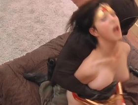 Tellula rose-coloured cosplaying wonder woman and getting fucked