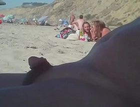 Man with reference to a small penis on the nudist beach