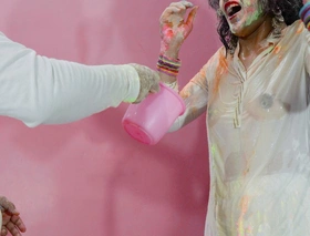 holi special: beef whistle fucked priya assfuck abiding while that babe want to comport oneself Holi with friends