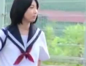 cute Japanese student dealings with auto