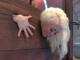 Blonde become entangled in wall hoard ass fucked