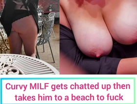 Curvy mom has too much wine loses her friends back posh bar then gets chatted up by perverted teen he takes her to the beach and records himself fucking her without her even knowing