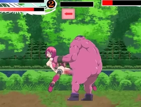 Cute pink haired girl having sex with big monster man in pairing meister act hentai game
