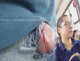Doll Looking At My Head Cock Outside In The Bus