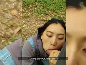 Chinese lovely main sucking pallid dick connected not far from public