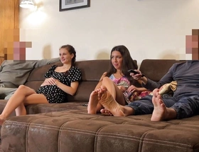 Four betrothed couples watch movies and turtle-dove