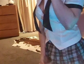 Naughty schoolgirl pegs her foster-parent