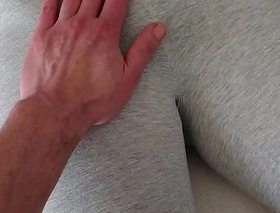 Touching will not hear of pussy in superannuated yogapants
