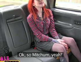 Womanlike fake taxi lesbian dominates inked redhead