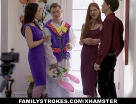 Stepson Manoeuvres Stepmom And Stepsister Respecting Easter Vestment